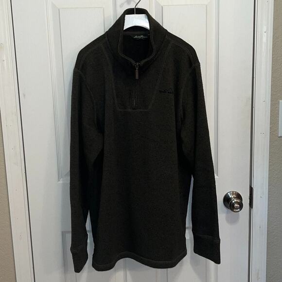 Men's Eddie Bauer 1/4 zip fleece sweatshirt dark green size large - Picture 1 of 3
